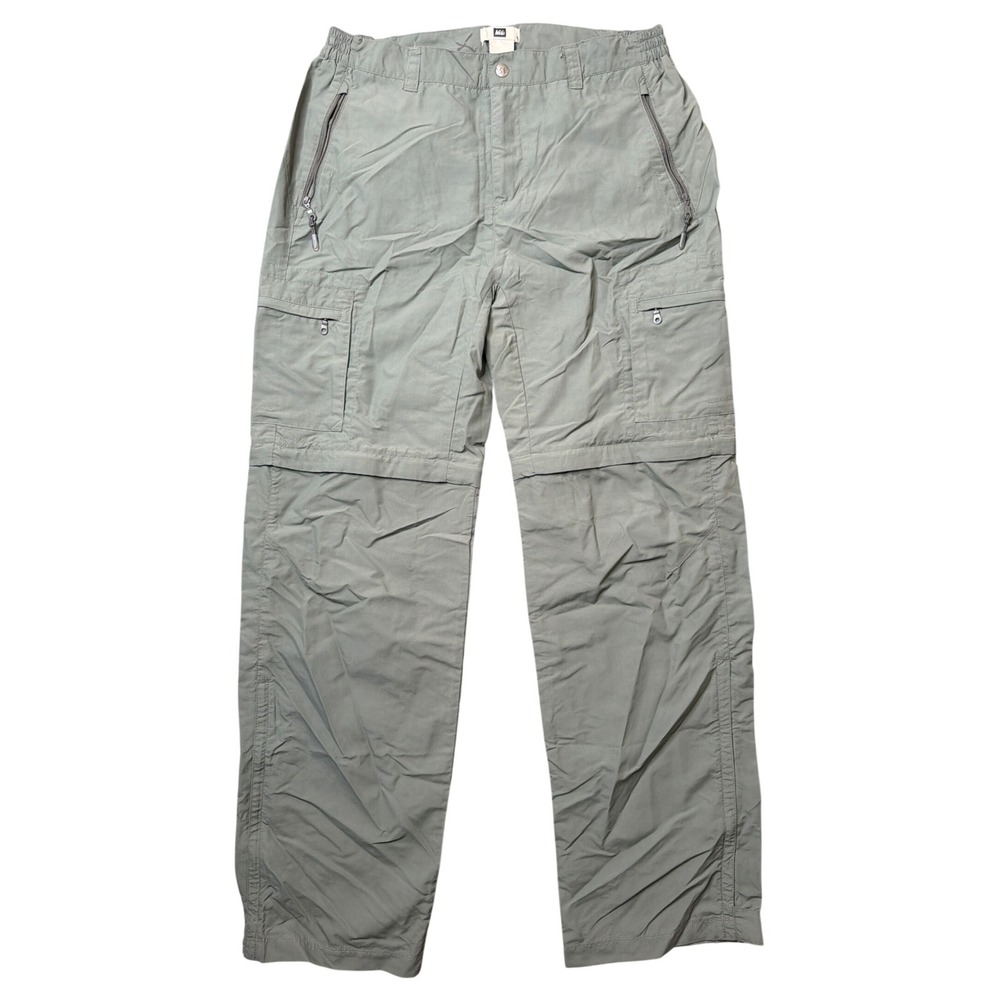 REI Convertible Pants Womens 12 Tall Sahara Sage Green Hiking Cargo UPF 50+